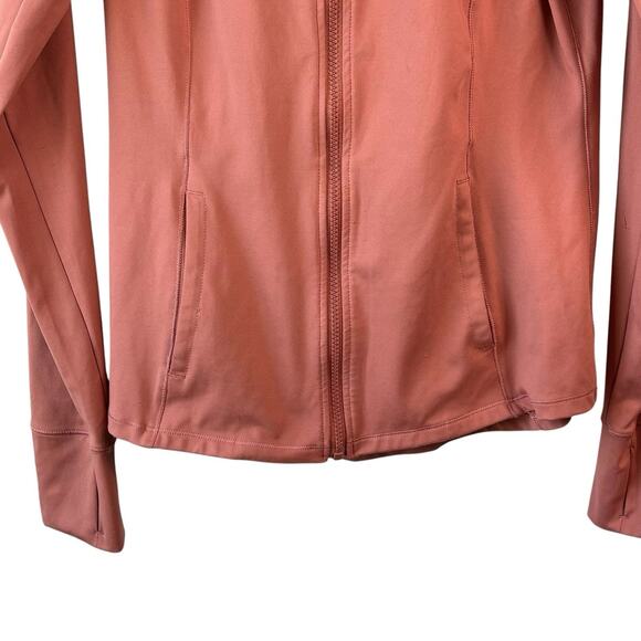 Yogalicious Womens Jacket Large Orange Full Zip Workout Thumb Holes Stretch Hood - Picture 4 of 6